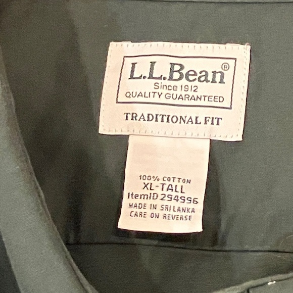 L.L.Bean men’s XL Tall traditional fit long sleeve button up green shirt - Picture 2 of 12